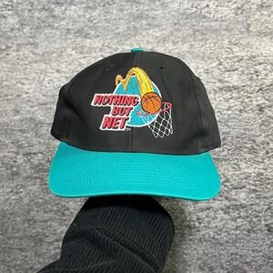 Vintage McDonalds Nothing But Net Snapback Hat Black Blue 90s Embroidered Cap